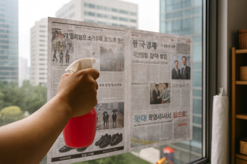 태풍 올때 유리창 젖은 신문지 붙이는 임시 대책