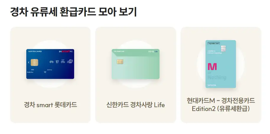 경차 유류세 환급 카드 종류