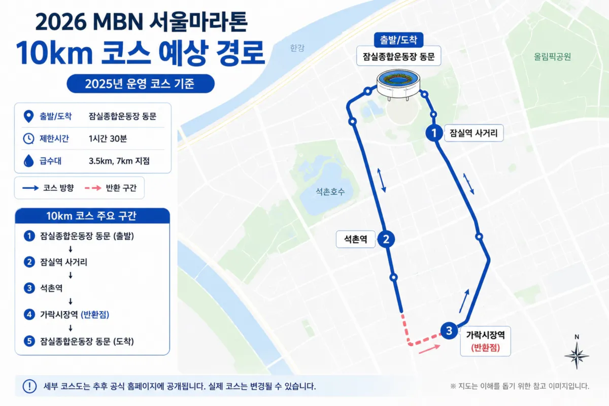2026 MBN 서울마라톤 10km 코스 예상 경로
