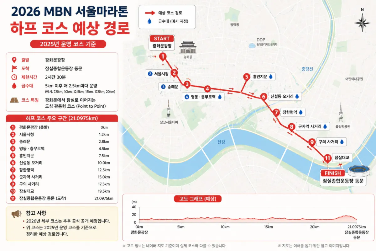 2026 MBN 서울마라톤 하프 코스 예상 경로