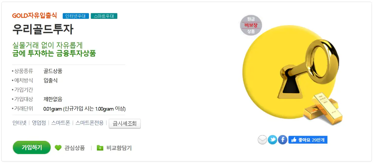 금 통장 은행_우리골드투자